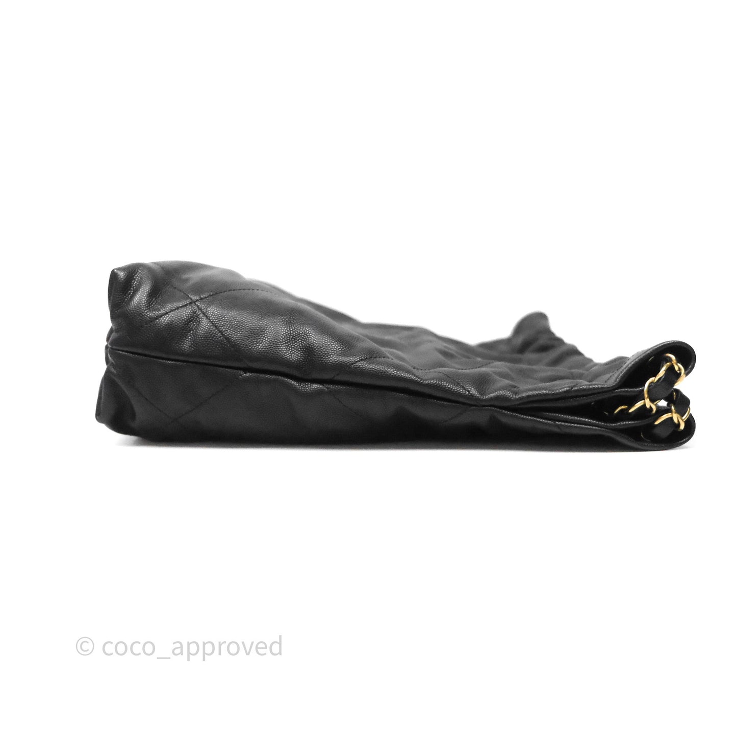 Chanel 22 Small Black Shiny Caviar Aged Gold Hardware