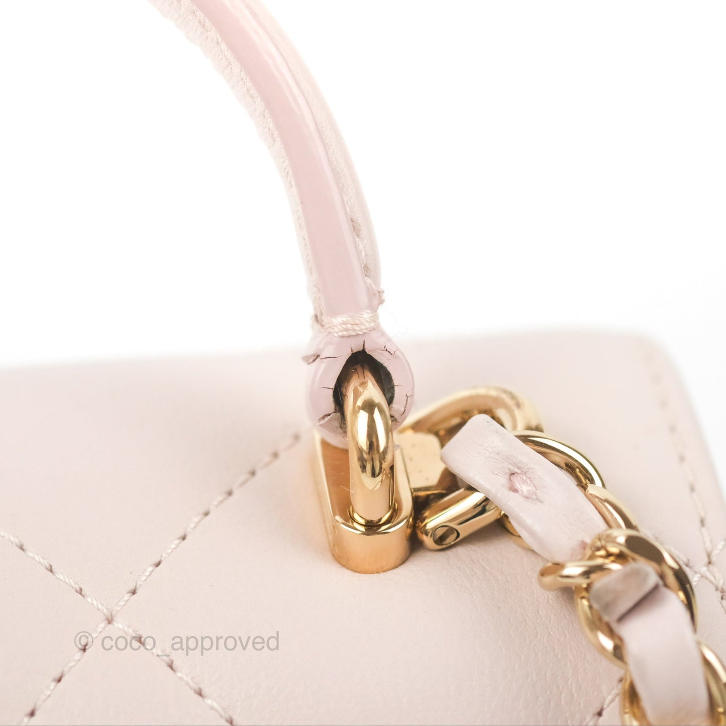 Chanel Small Coco Lady Quilted Flap Bag With Top Handle Light Pink Calfskin Gold Hardware