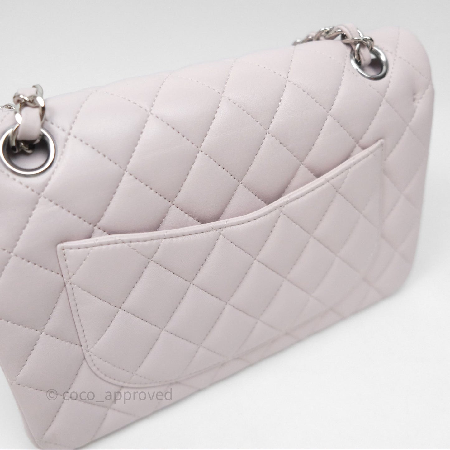 Chanel Small Classic Quilted Flap Lilac Lambskin Silver Hardware