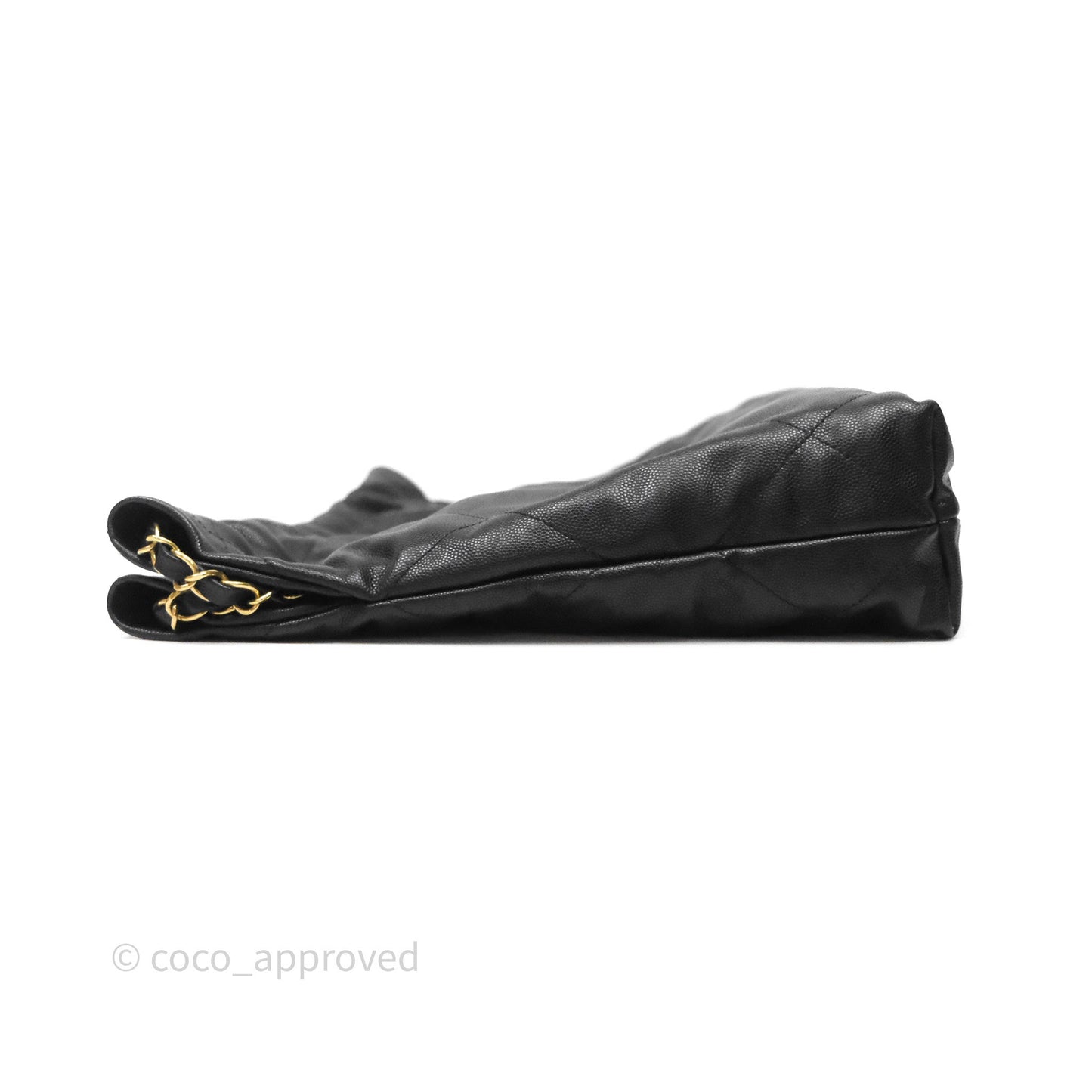 Chanel 22 Small Black Shiny Caviar Aged Gold Hardware