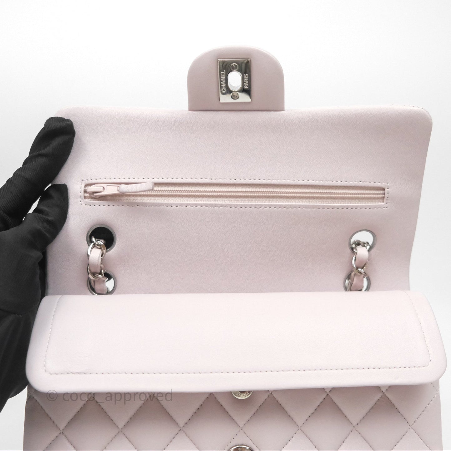 Chanel Small Classic Quilted Flap Lilac Lambskin Silver Hardware