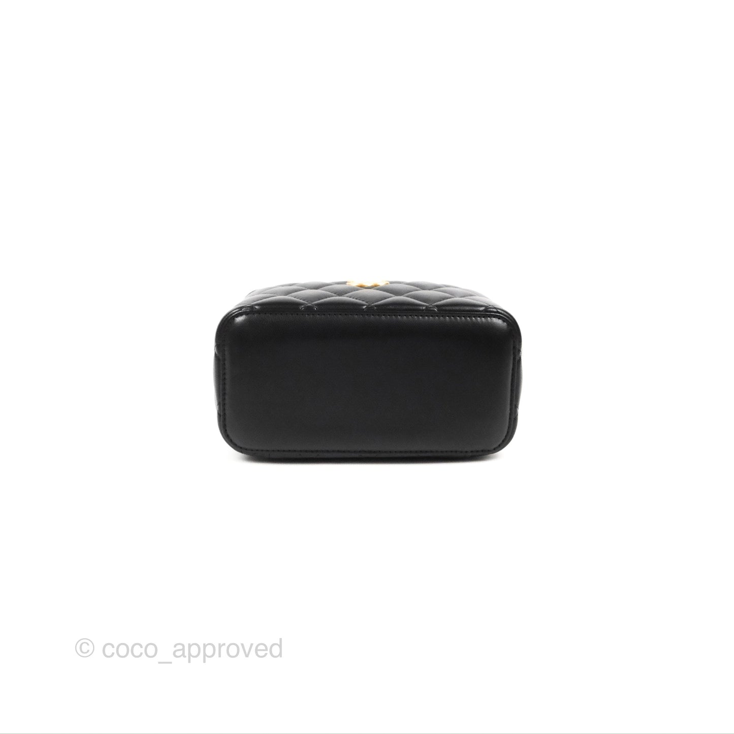 Chanel Vanity Rectangular with Top Handle Black Lambskin Aged Gold Hardware