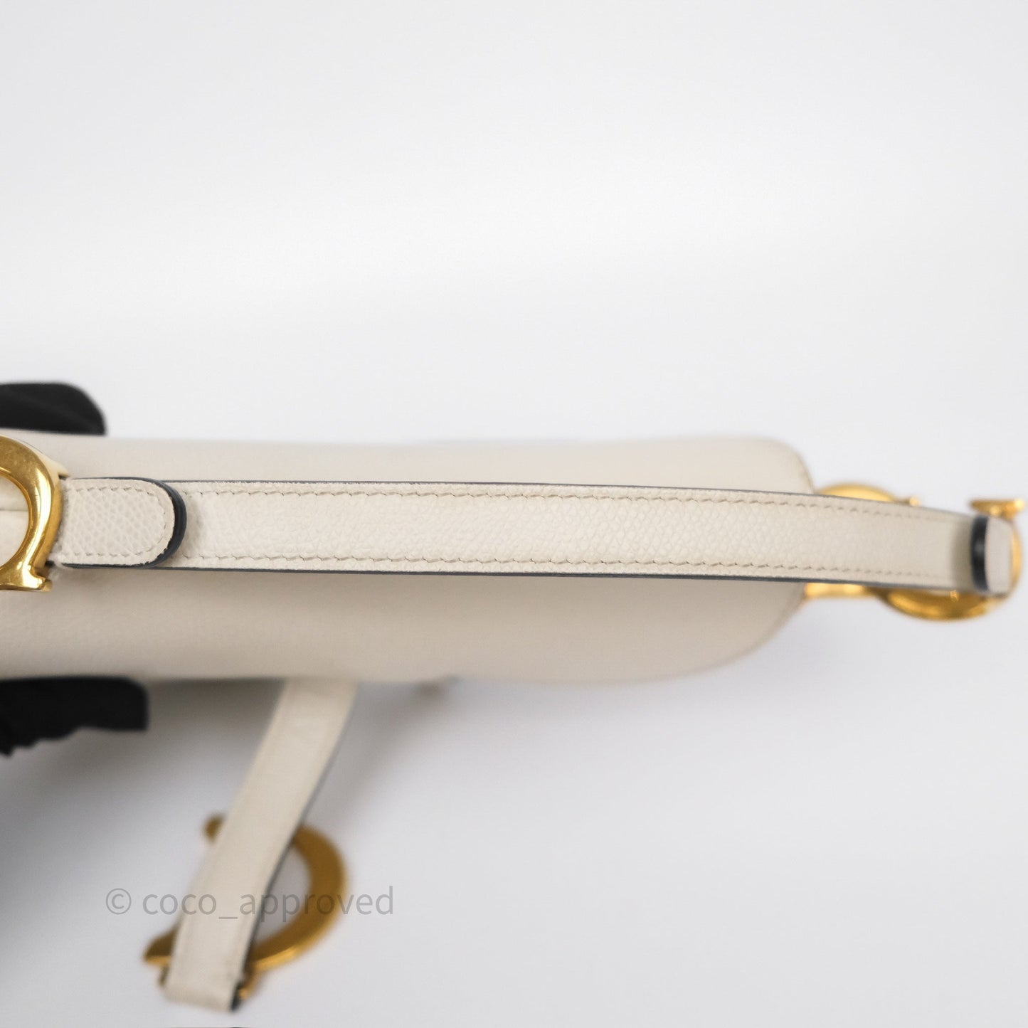 Christian Dior Mini Saddle Bag White Grained Calfskin Gold Hardware