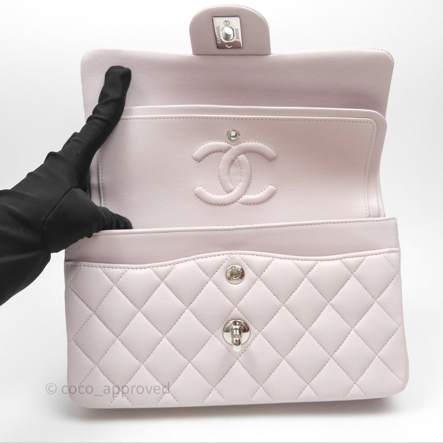 Chanel Small Classic Quilted Flap Lilac Lambskin Silver Hardware