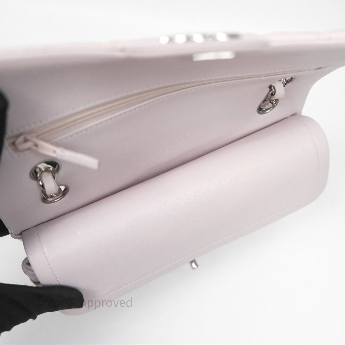 Chanel Small Classic Quilted Flap Lilac Lambskin Silver Hardware