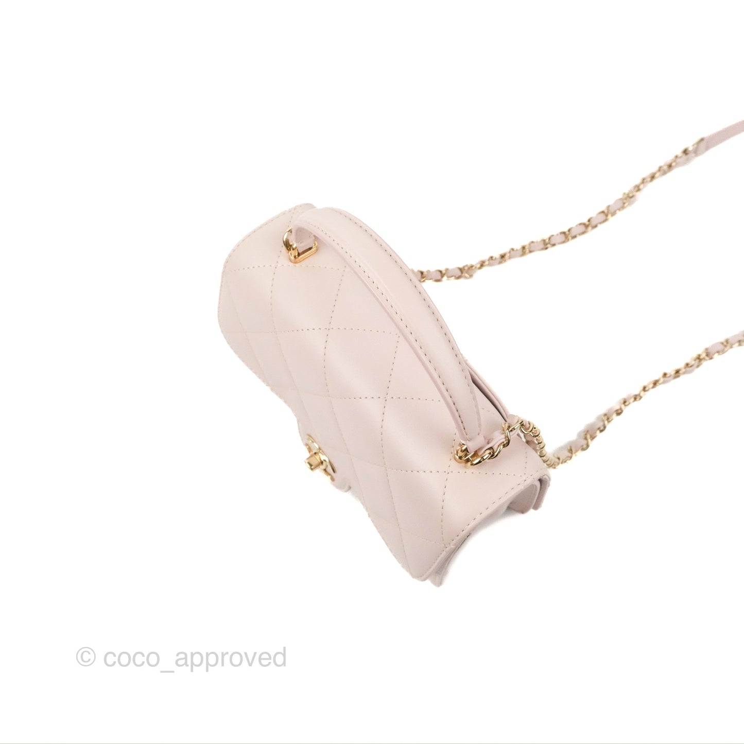 Chanel Small Coco Lady Quilted Flap Bag With Top Handle Light Pink Calfskin Gold Hardware