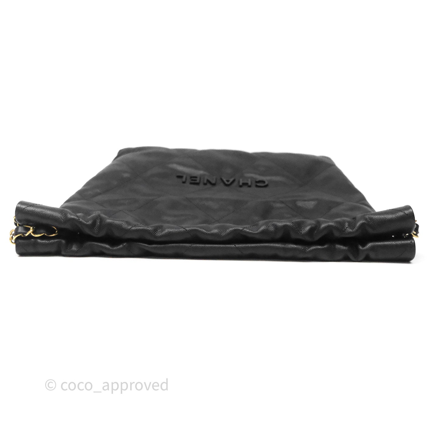 Chanel 22 Small Black Shiny Caviar Aged Gold Hardware