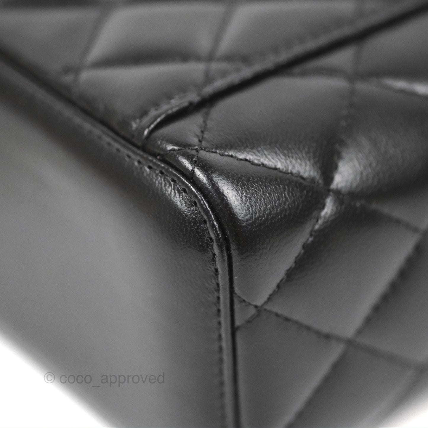 Chanel Vanity Rectangular with Top Handle Black Lambskin Aged Gold Hardware