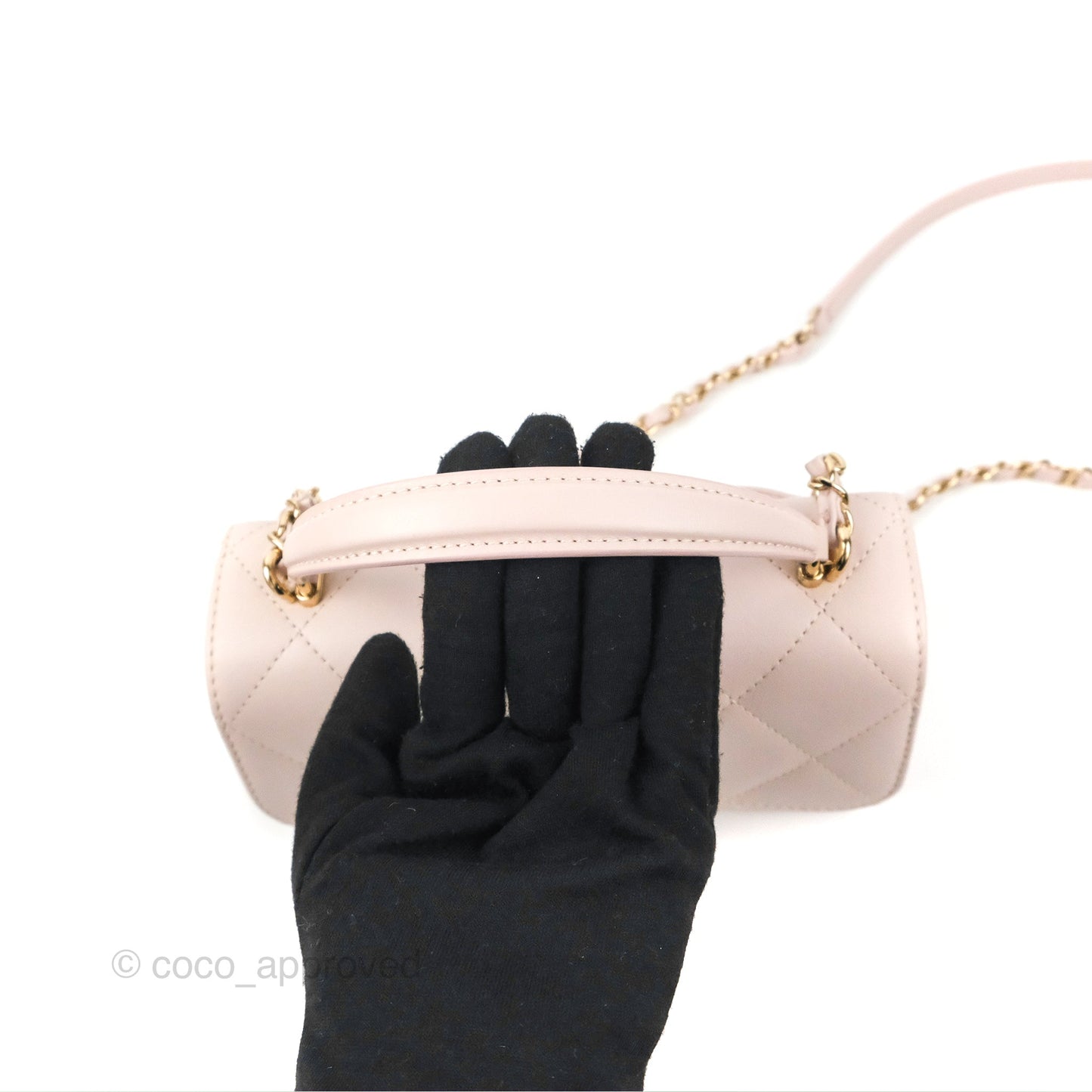 Chanel Small Coco Lady Quilted Flap Bag With Top Handle Light Pink Calfskin Gold Hardware