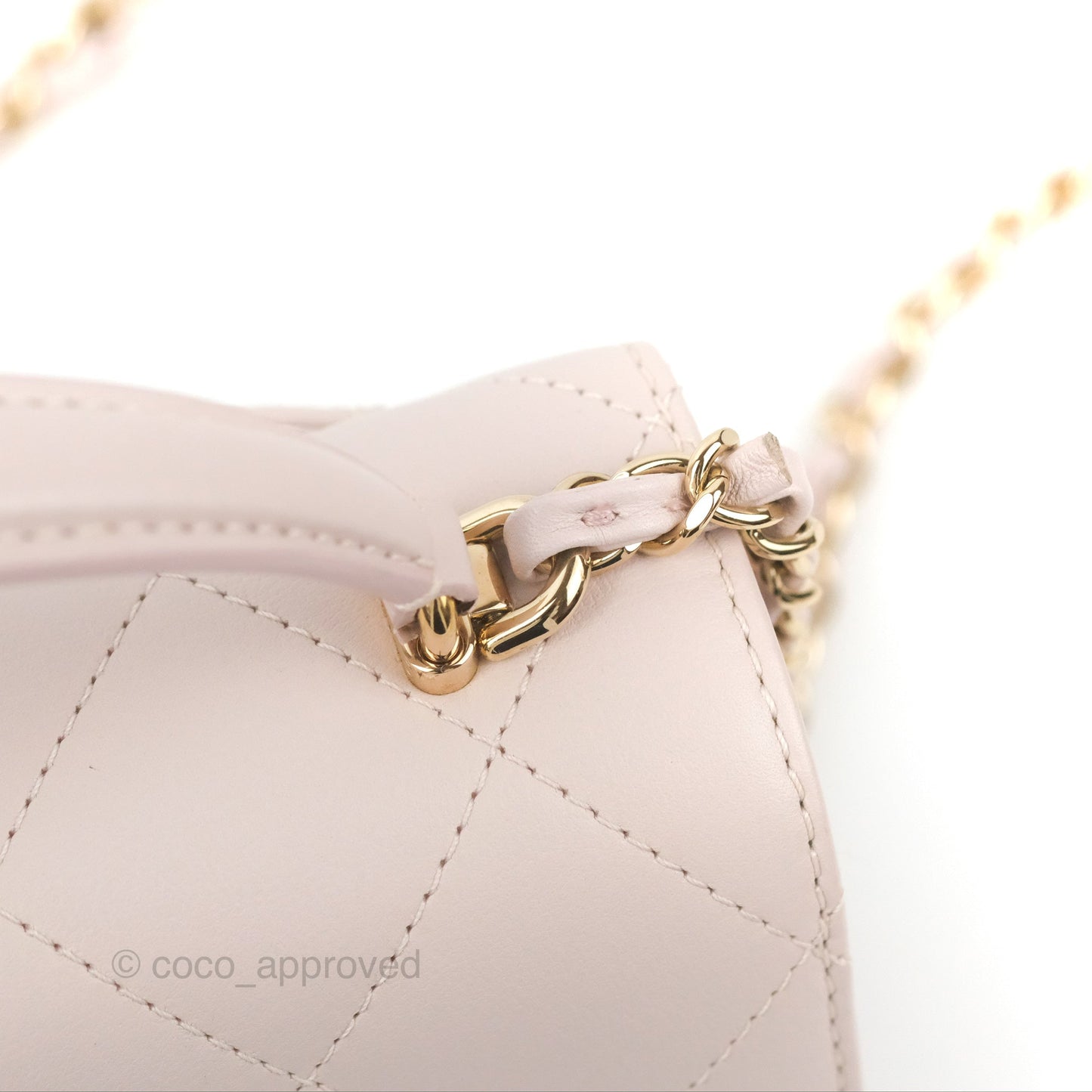 Chanel Small Coco Lady Quilted Flap Bag With Top Handle Light Pink Calfskin Gold Hardware