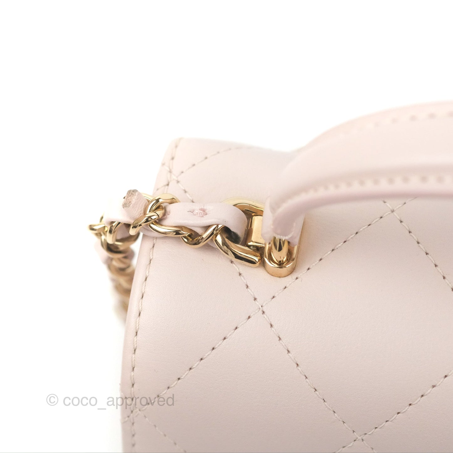 Chanel Small Coco Lady Quilted Flap Bag With Top Handle Light Pink Calfskin Gold Hardware