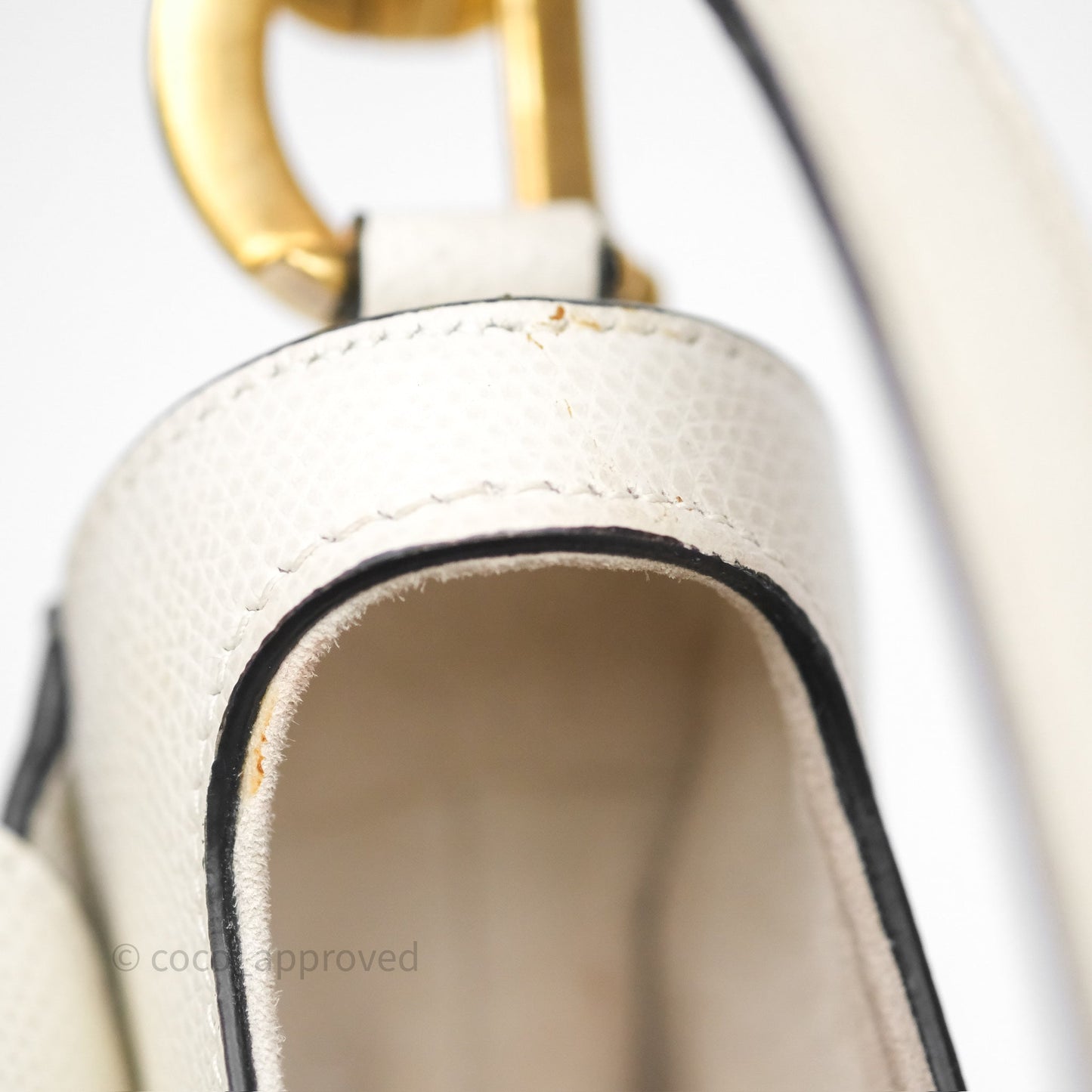 Christian Dior Mini Saddle Bag White Grained Calfskin Gold Hardware