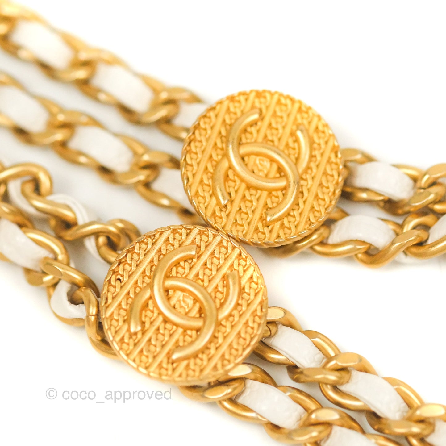 Chanel Mini Flap with Coin Charm White Caviar Aged Gold Hardware 22A