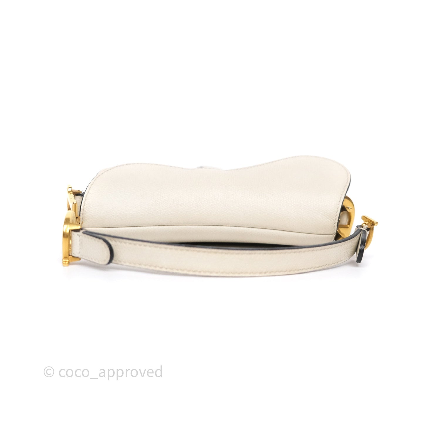 Christian Dior Mini Saddle Bag White Grained Calfskin Gold Hardware