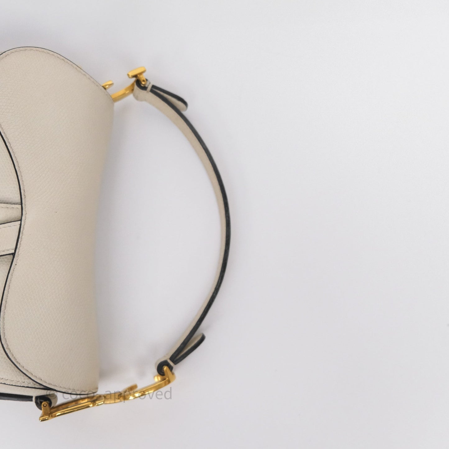 Christian Dior Mini Saddle Bag White Grained Calfskin Gold Hardware