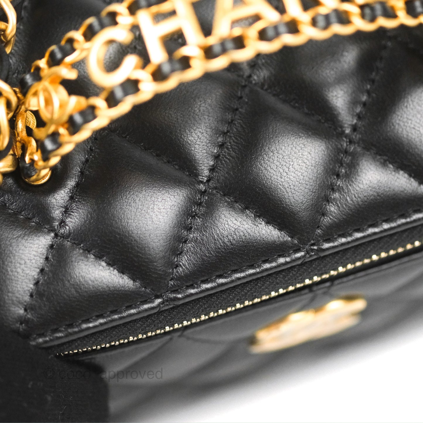 Chanel Vanity Rectangular with Top Handle Black Lambskin Aged Gold Hardware