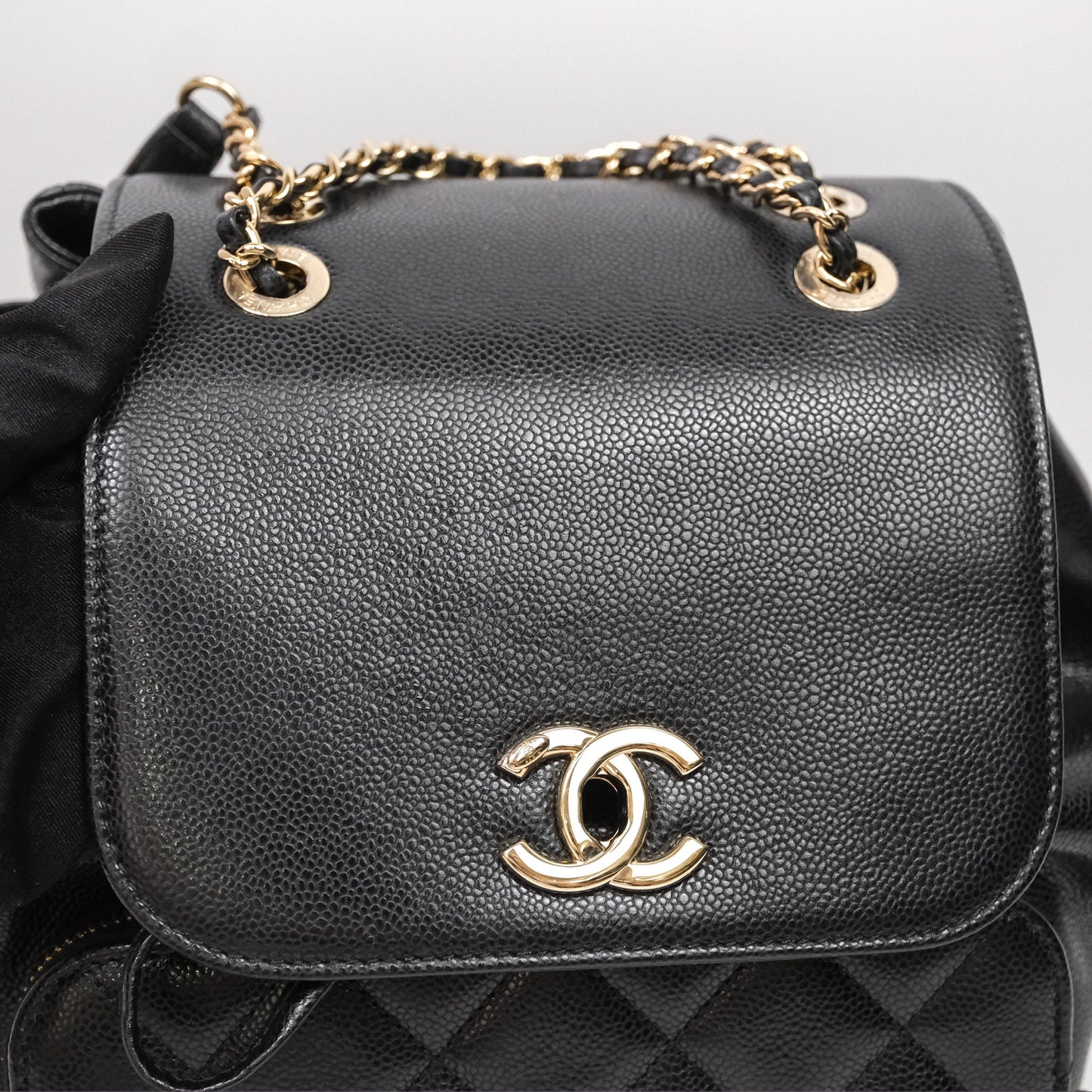 Chanel Quilted Business Affinity Backpack Black Caviar Gold Hardware
