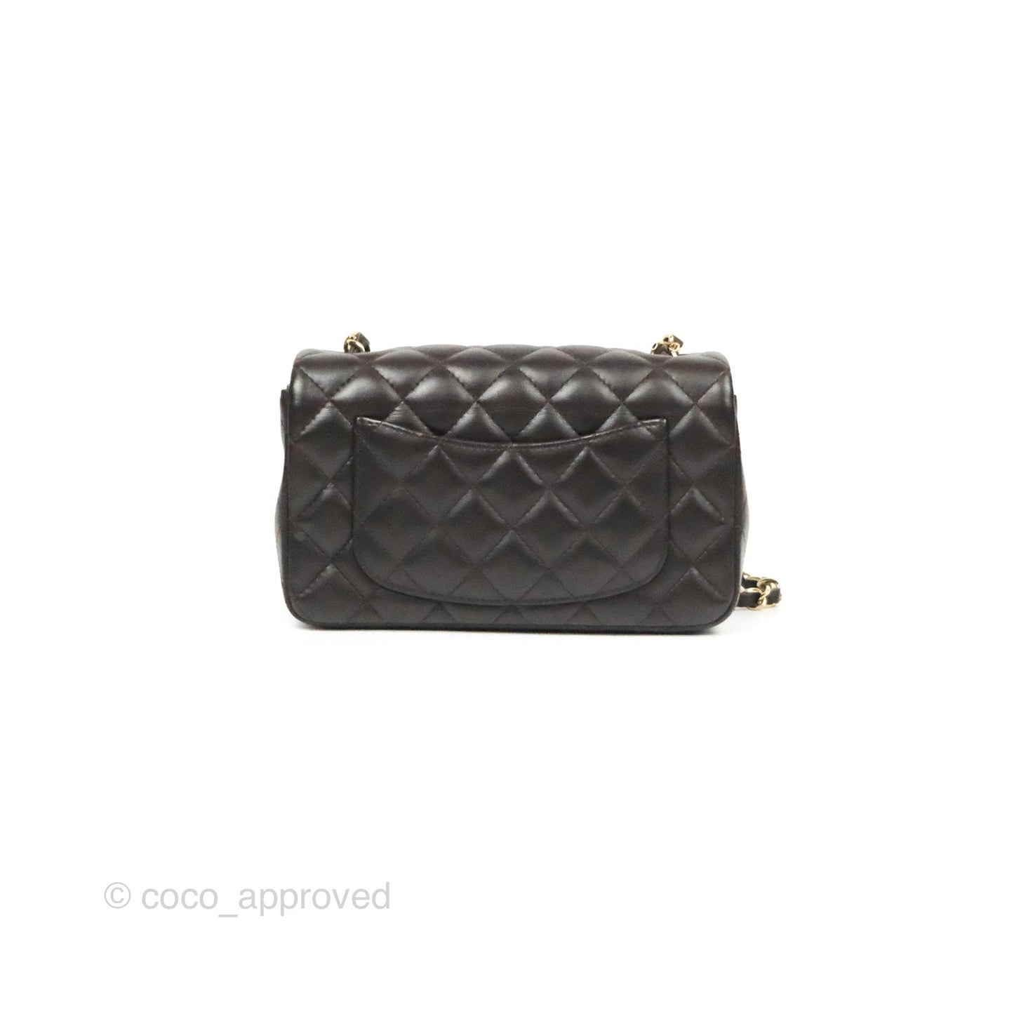 Chanel Quilted Mini Rectangular Flap Chocolate Brown Lambskin Gold Hardware