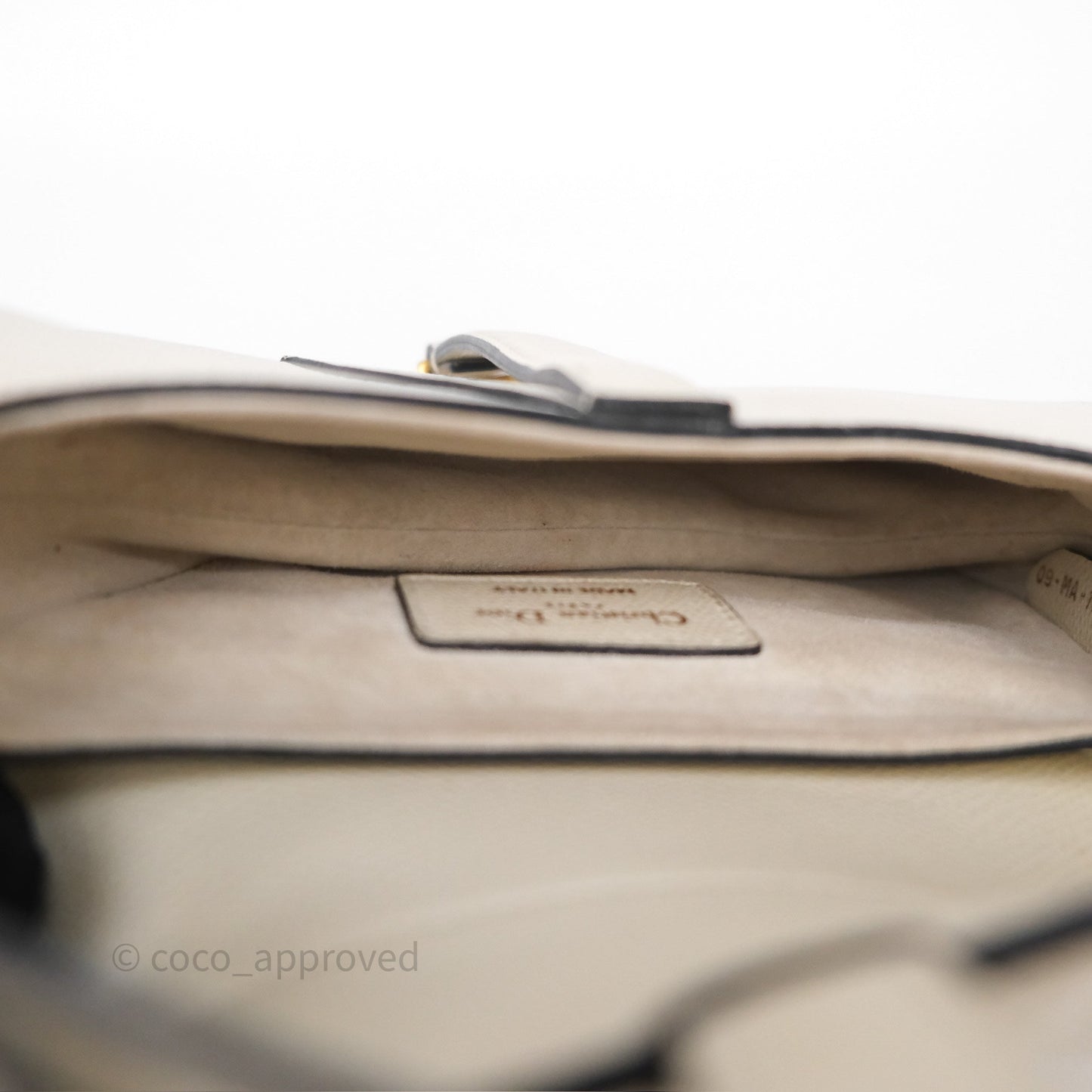 Christian Dior Mini Saddle Bag White Grained Calfskin Gold Hardware