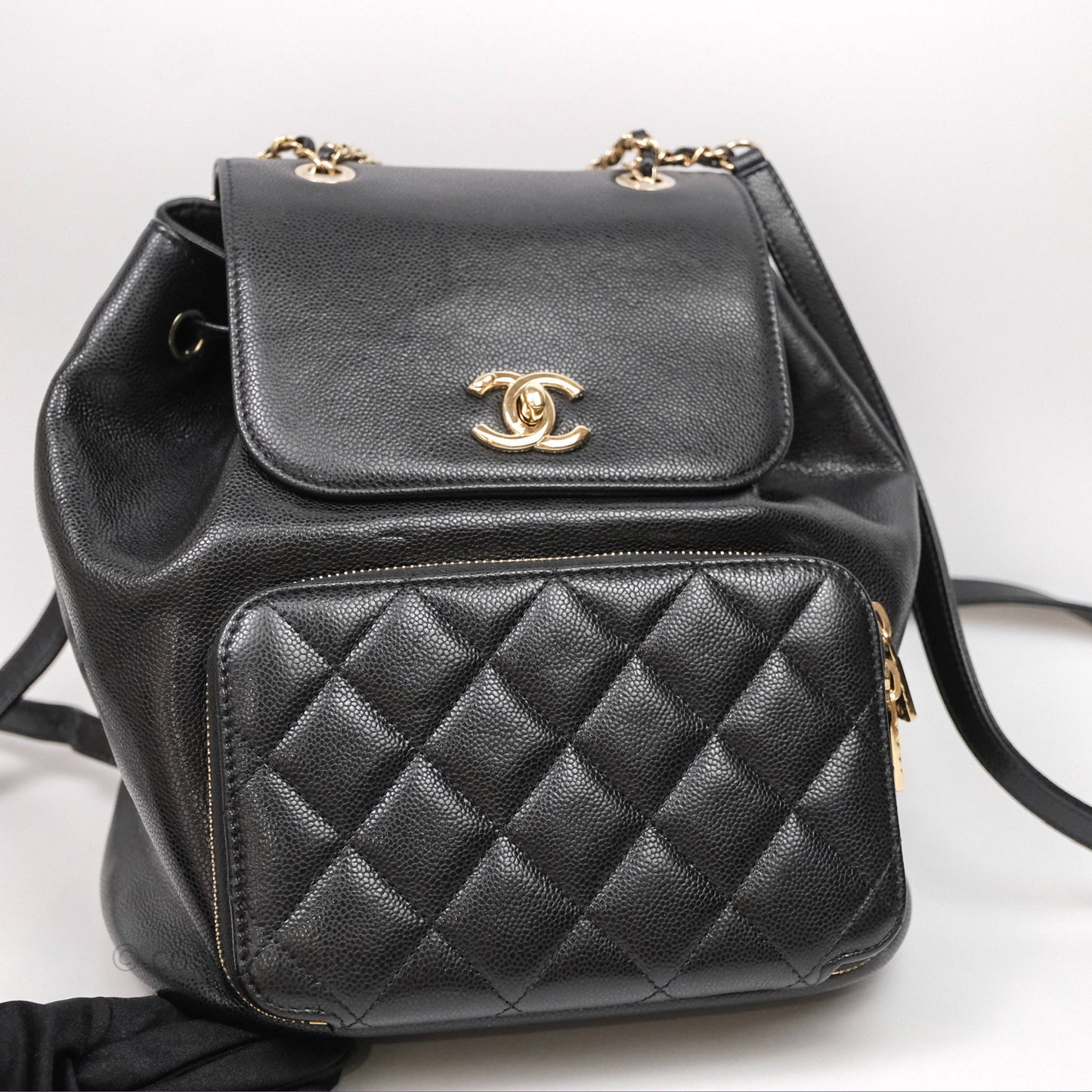 Chanel Quilted Business Affinity Backpack Black Caviar Gold Hardware