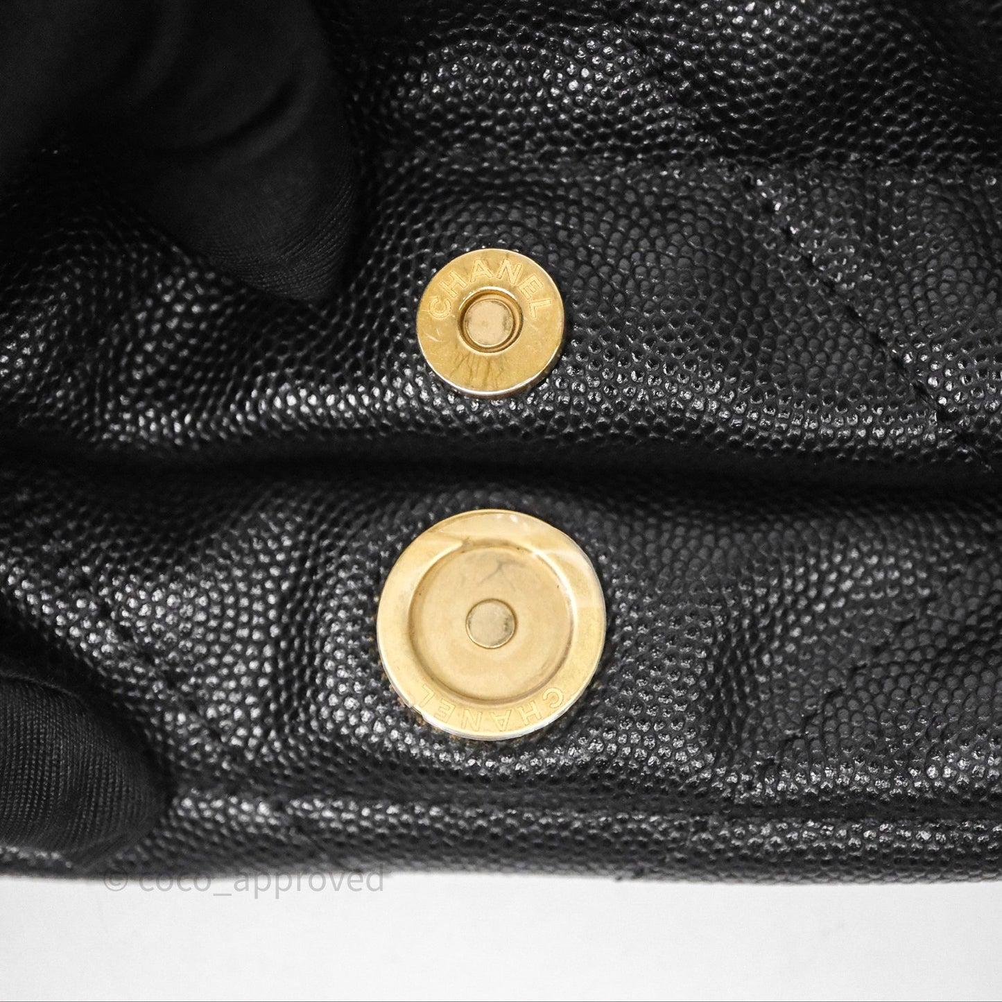 Chanel 22 Small Black Shiny Caviar Aged Gold Hardware