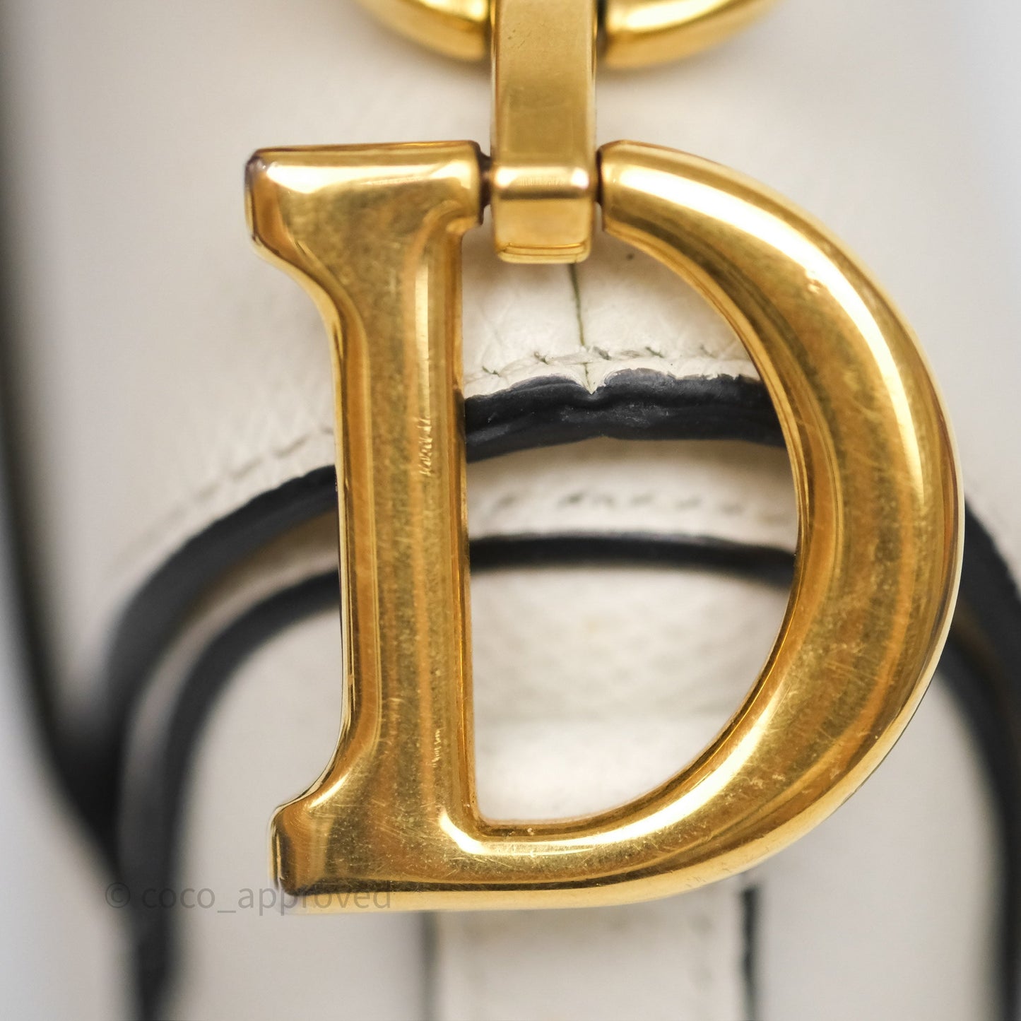 Christian Dior Mini Saddle Bag White Grained Calfskin Gold Hardware