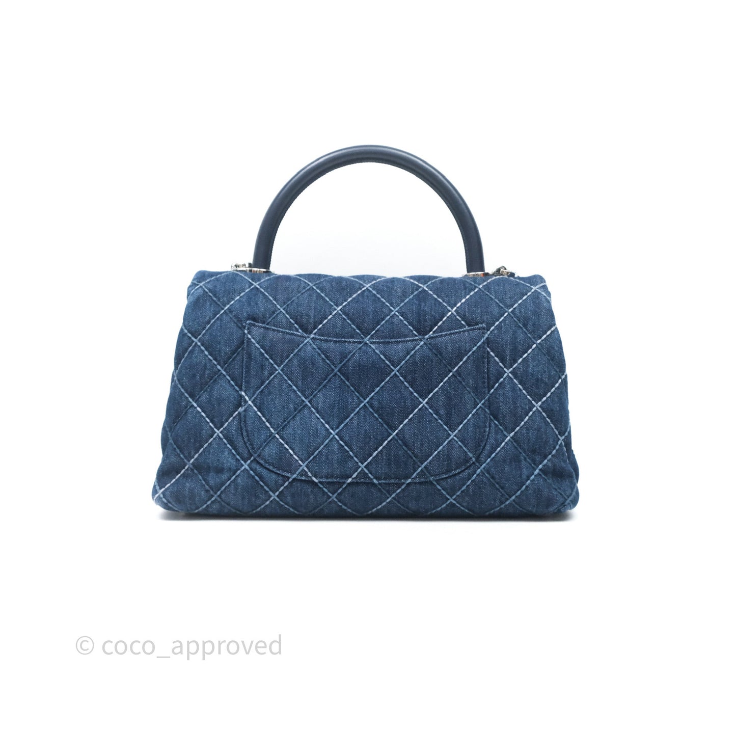 Chanel Medium Quilted Coco Handle Flap Denim Silver Hardware