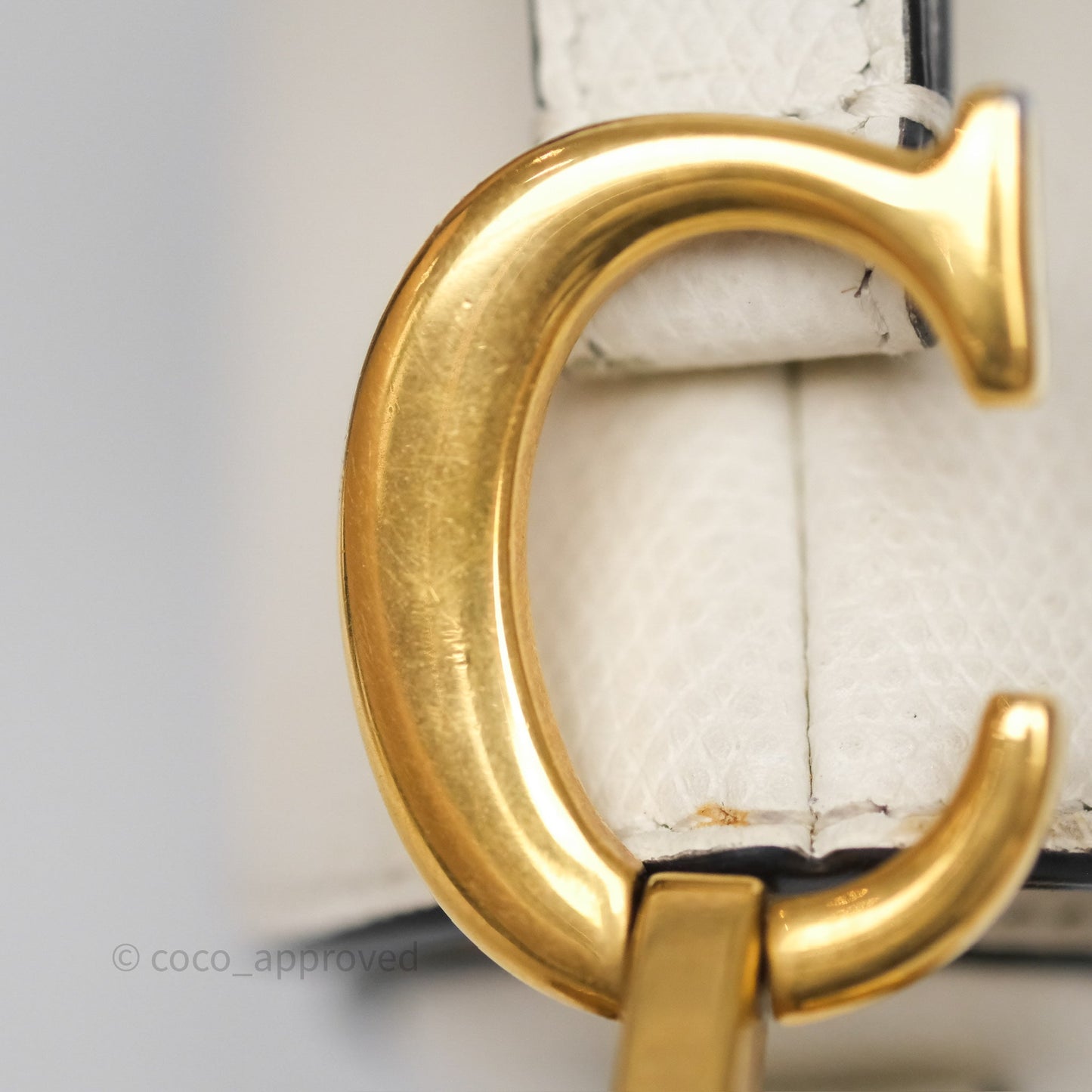Christian Dior Mini Saddle Bag White Grained Calfskin Gold Hardware