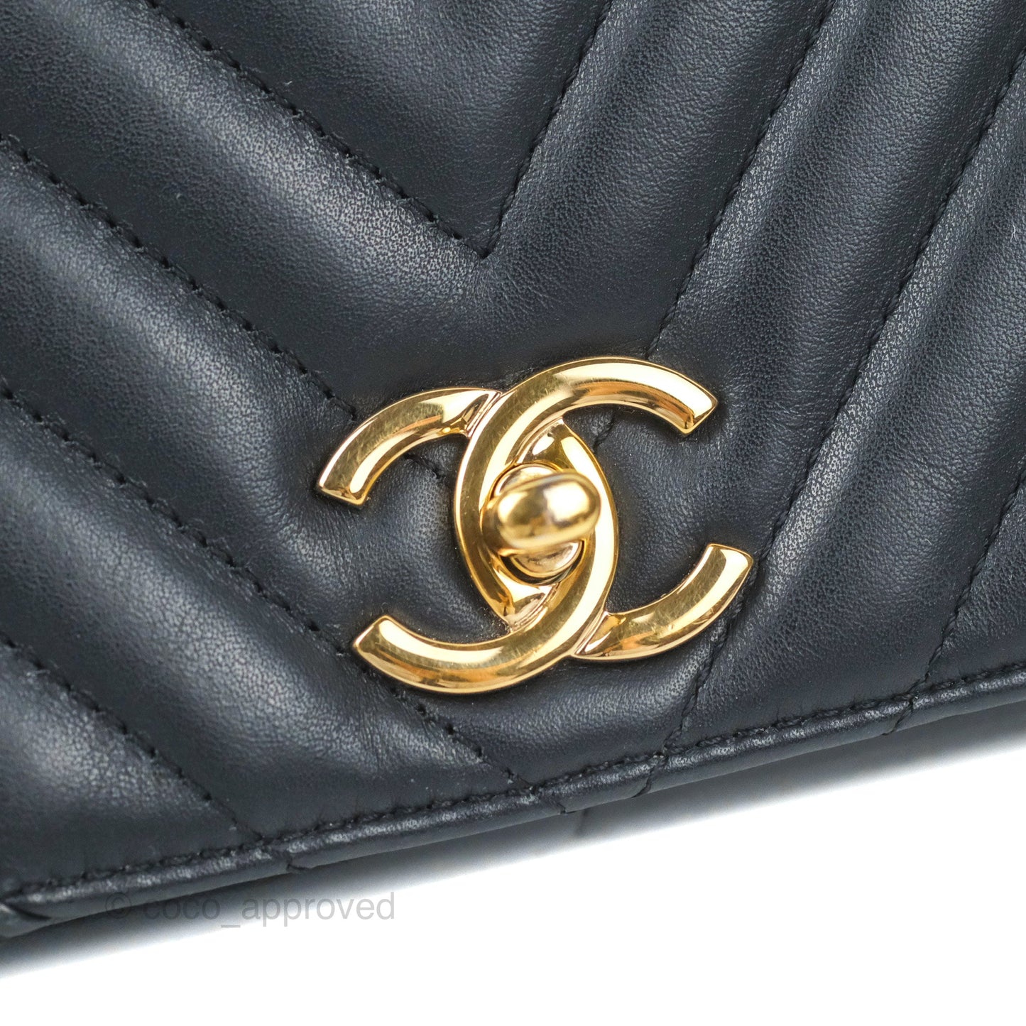 Chanel Medium Statement Chevron Flap Bag Navy Calfskin Gold Hardware