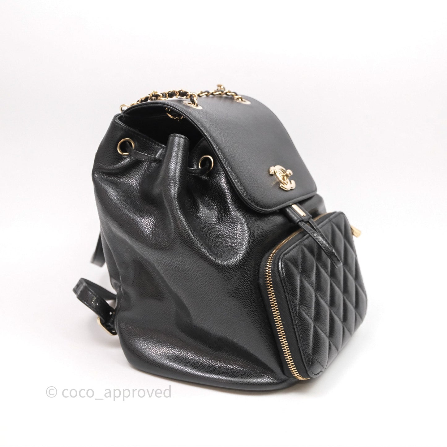 Chanel Quilted Business Affinity Backpack Black Caviar Gold Hardware