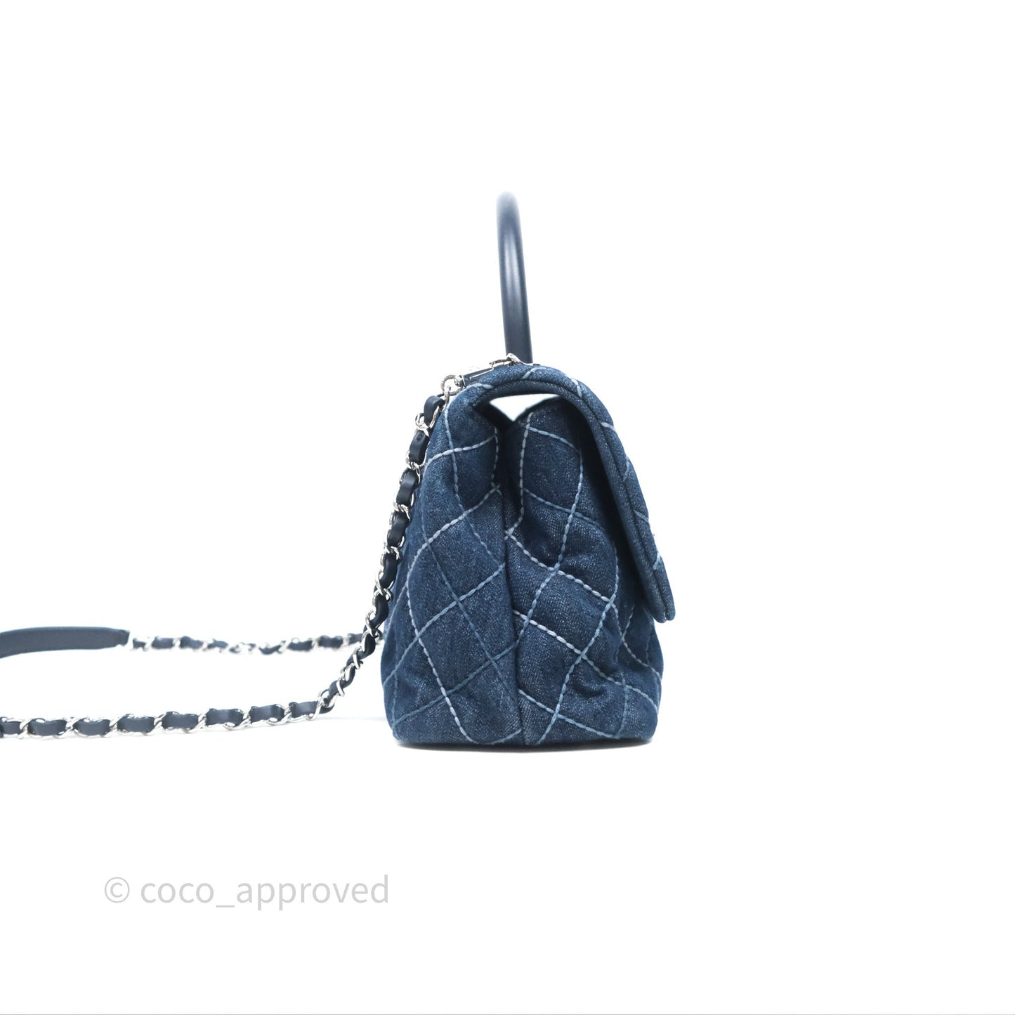 Chanel Medium Quilted Coco Handle Flap Denim Silver Hardware