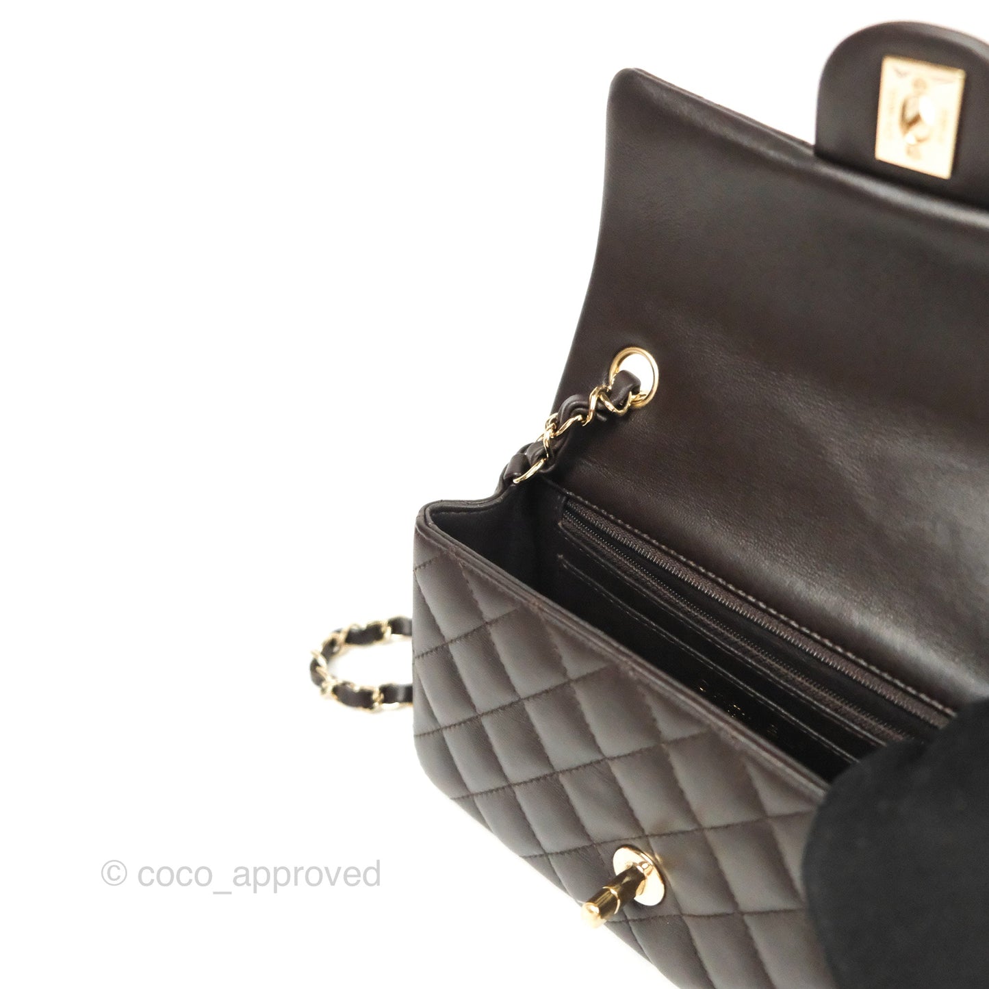 Chanel Quilted Mini Rectangular Flap Chocolate Brown Lambskin Gold Hardware