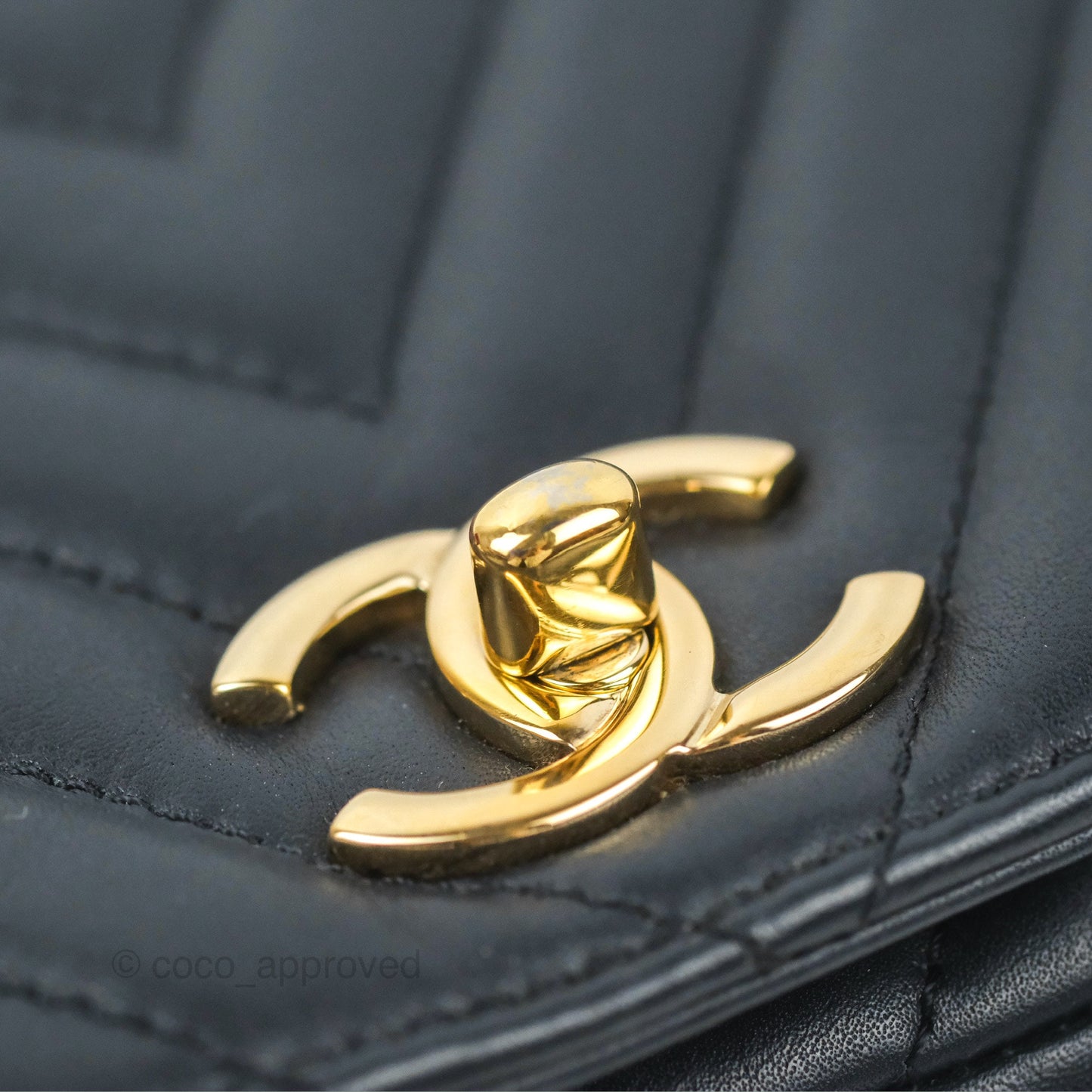 Chanel Medium Statement Chevron Flap Bag Navy Calfskin Gold Hardware