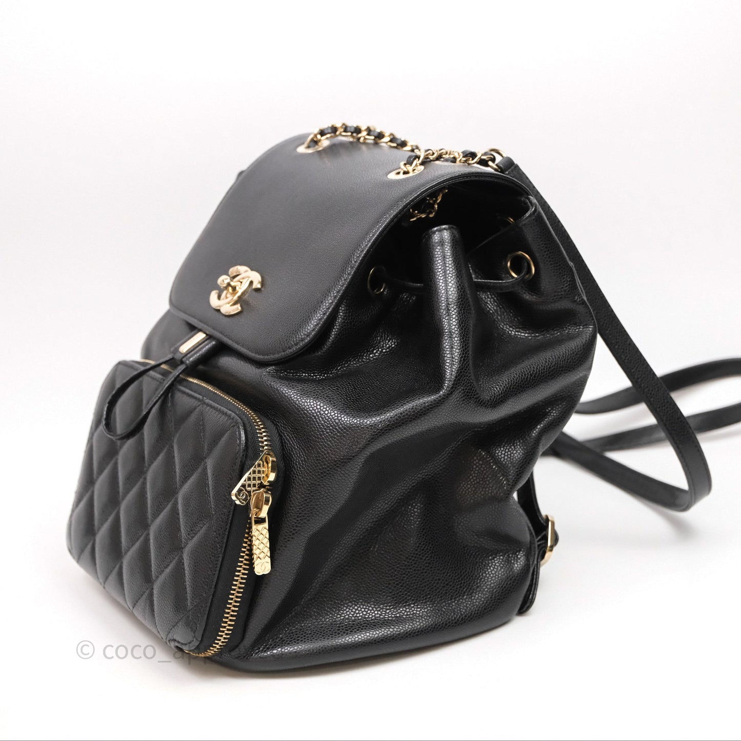 Chanel Quilted Business Affinity Backpack Black Caviar Gold Hardware