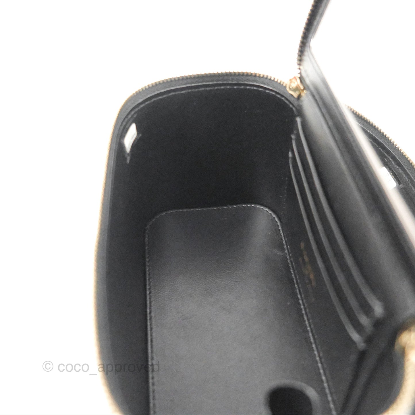 Chanel Vanity Rectangular with Top Handle Black Lambskin Aged Gold Hardware