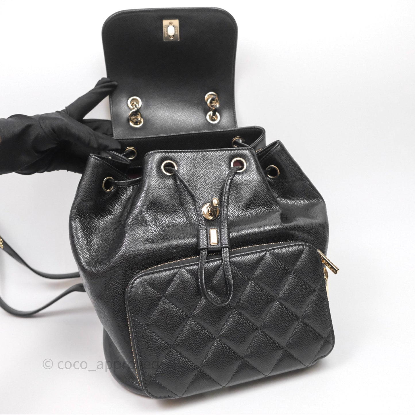 Chanel Quilted Business Affinity Backpack Black Caviar Gold Hardware