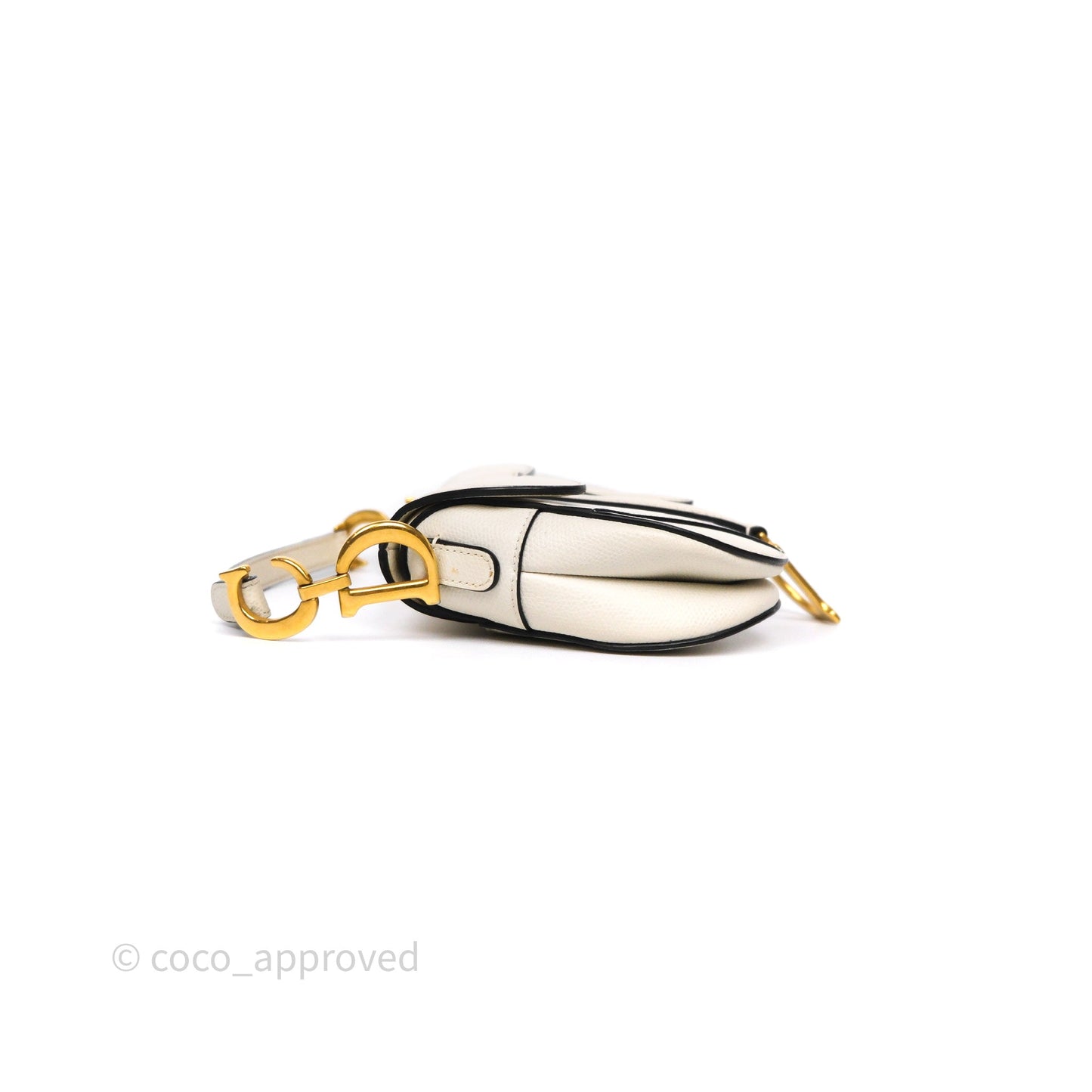 Christian Dior Mini Saddle Bag White Grained Calfskin Gold Hardware