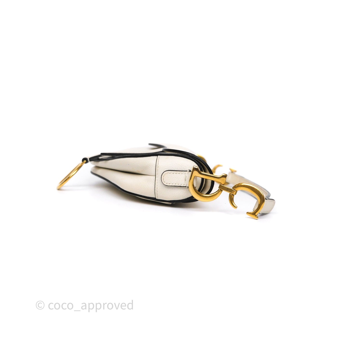 Christian Dior Mini Saddle Bag White Grained Calfskin Gold Hardware