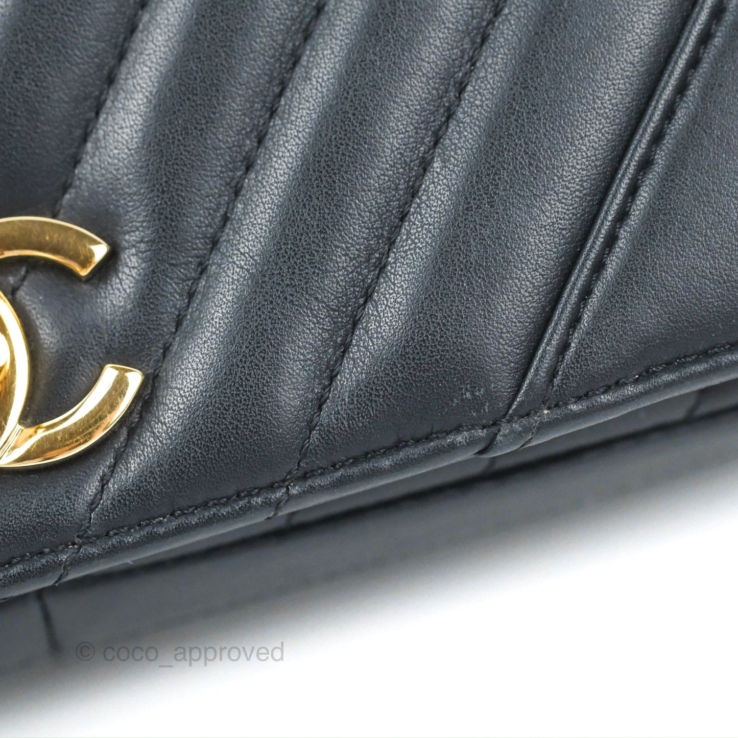 Chanel Medium Statement Chevron Flap Bag Navy Calfskin Gold Hardware