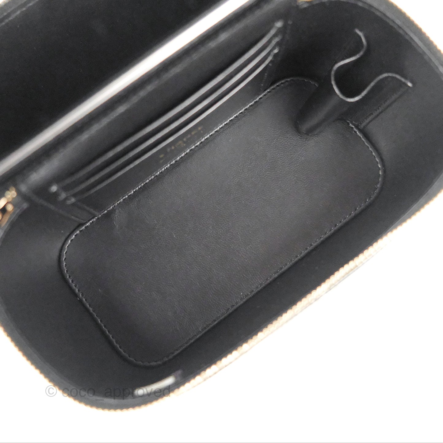 Chanel Vanity Rectangular with Top Handle Black Lambskin Aged Gold Hardware