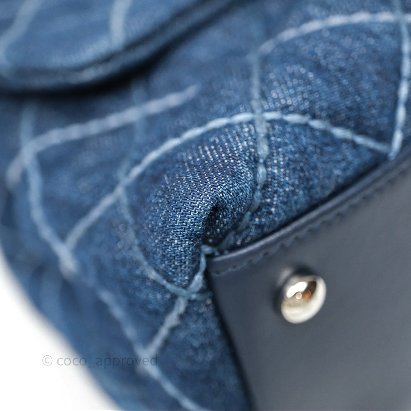 Chanel Medium Quilted Coco Handle Flap Denim Silver Hardware