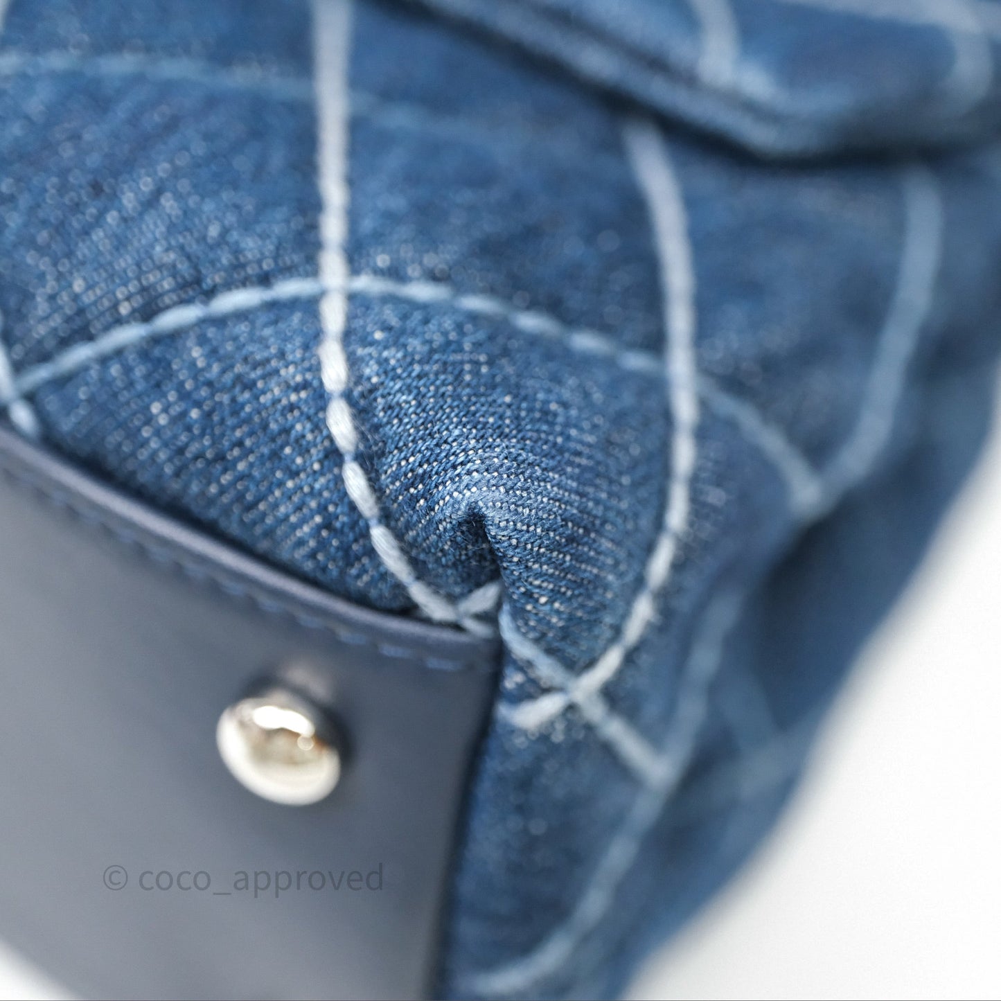 Chanel Medium Quilted Coco Handle Flap Denim Silver Hardware