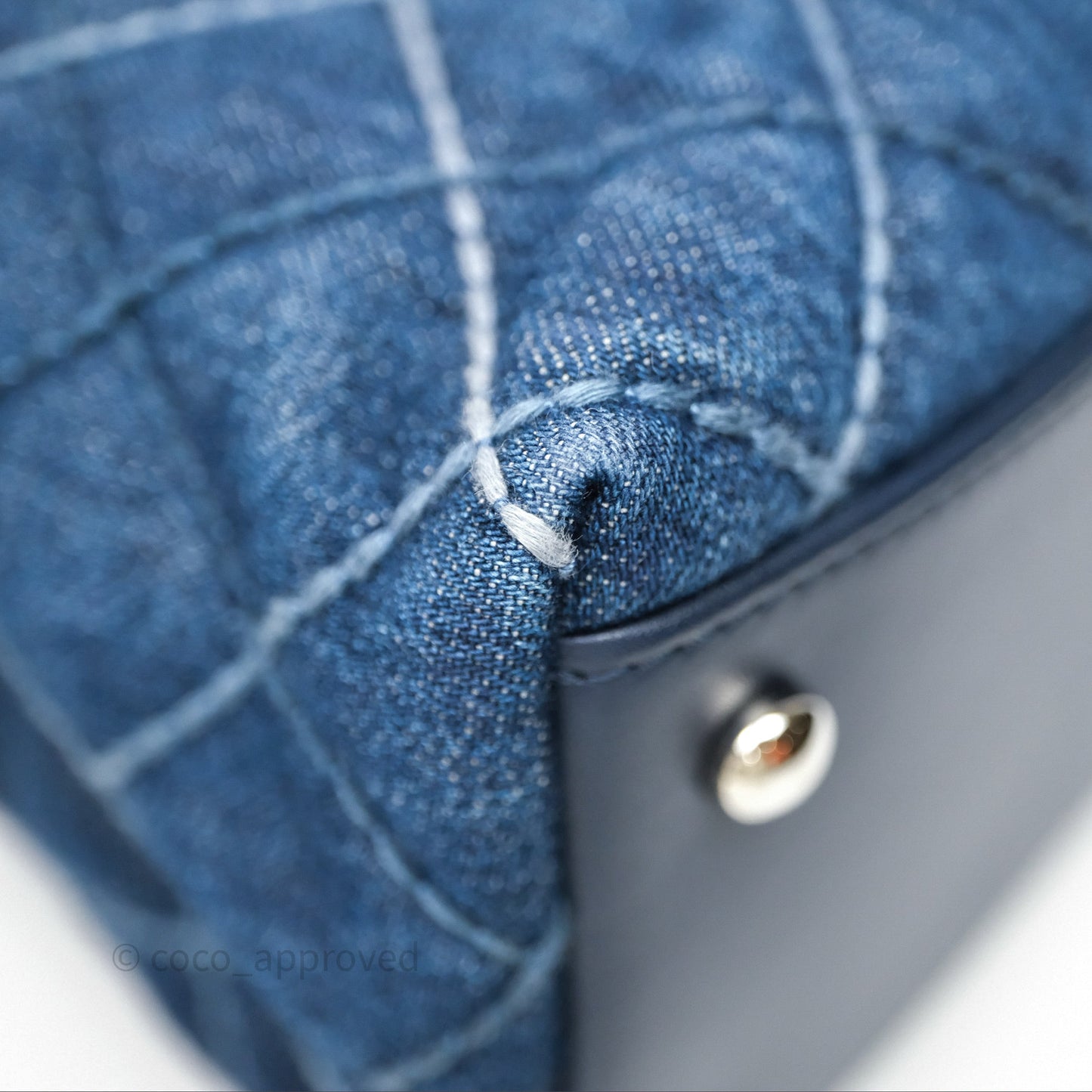 Chanel Medium Quilted Coco Handle Flap Denim Silver Hardware