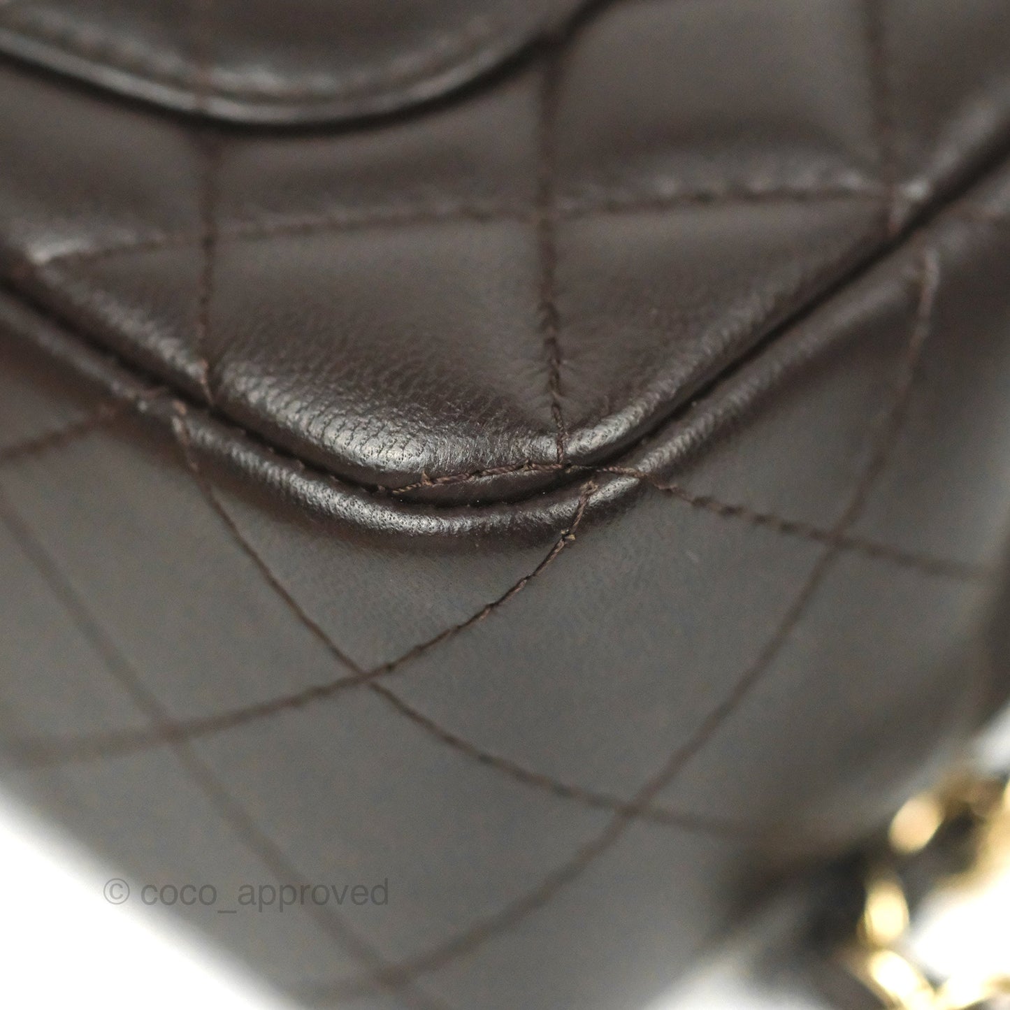 Chanel Quilted Mini Rectangular Flap Chocolate Brown Lambskin Gold Hardware