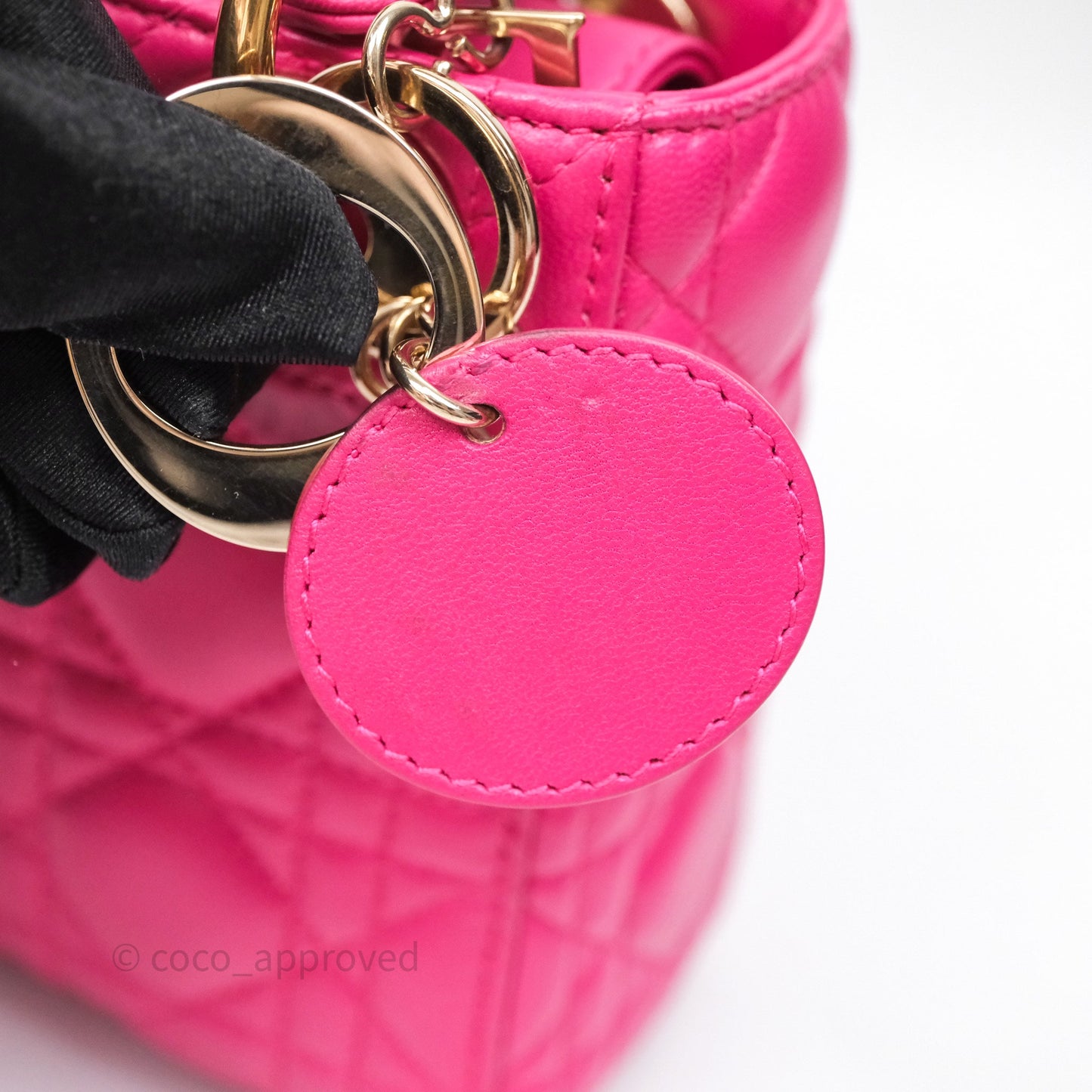 Christian Dior Mini Lady Dior Hot Pink Patent Gold Hardware