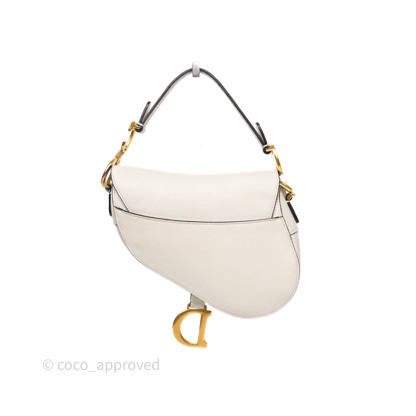 Christian Dior Mini Saddle Bag White Grained Calfskin Gold Hardware