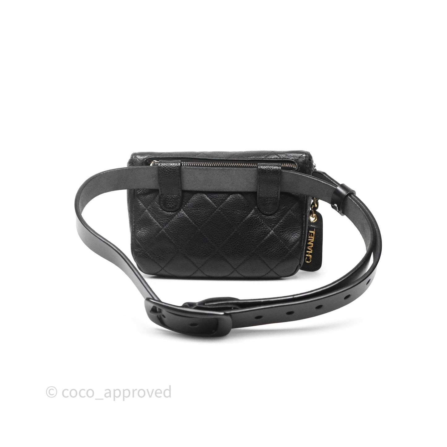 Chanel Vintage Belt Bag Black Caviar 24K Gold Hardware