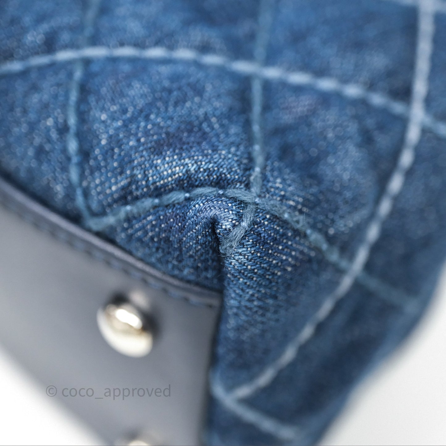 Chanel Medium Quilted Coco Handle Flap Denim Silver Hardware