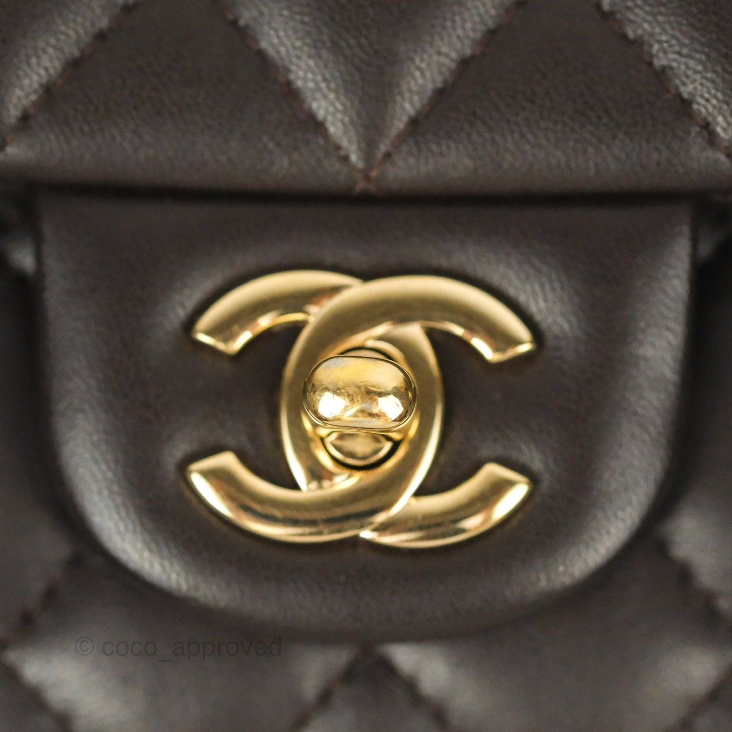 Chanel Quilted Mini Rectangular Flap Chocolate Brown Lambskin Gold Hardware