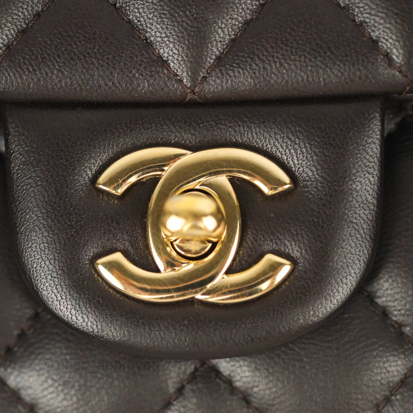 Chanel Quilted Mini Rectangular Flap Chocolate Brown Lambskin Gold Hardware